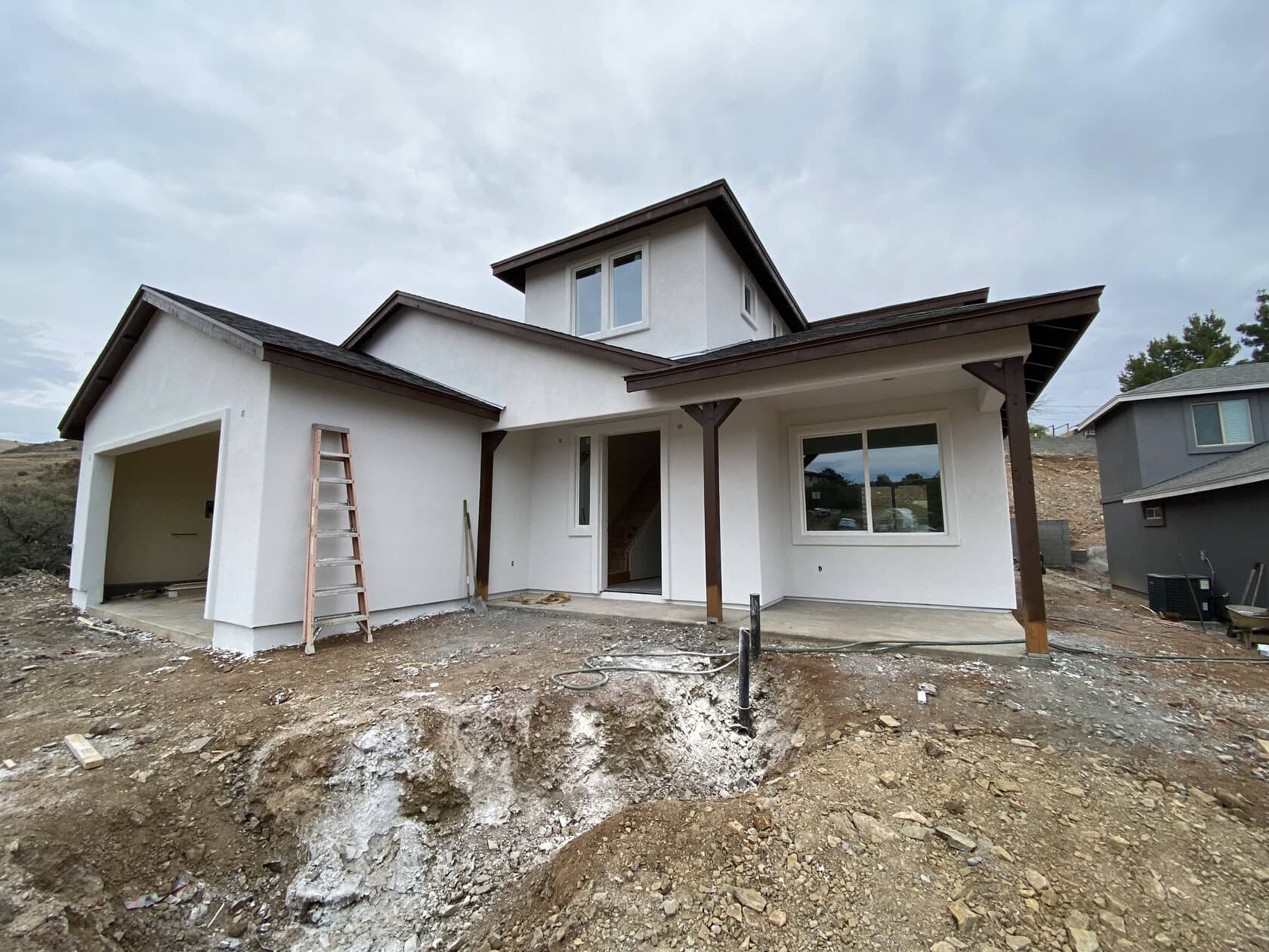 Custom home at the lath phase